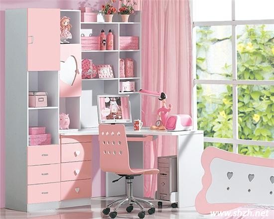 兒童房粉色轉角書桌