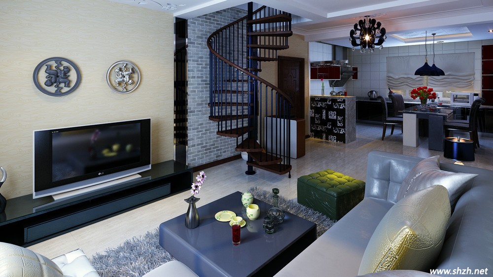 中式混搭簡歐復(fù)式躍層裝修