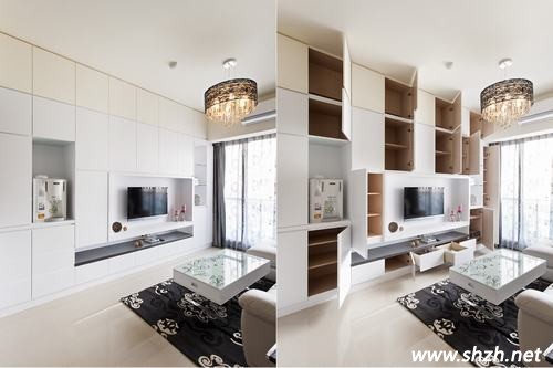 在、小戶型客廳收納電視柜